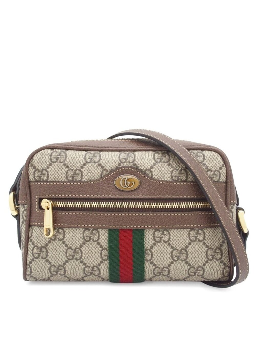 Gucci Mini Bag Beige Brown GG Supreme Canvas Leather Pattern Ophidia Sherry Line